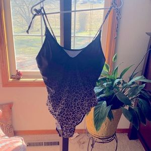 Ombré leopard print one piece swimsuit